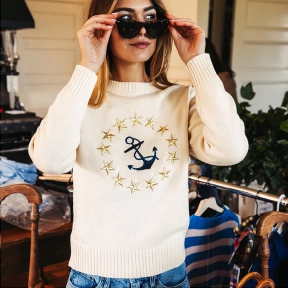 Kiel James Patrick Sweaters - Kiel James Patrick anchor starboard cotton crewneck sweater nautical